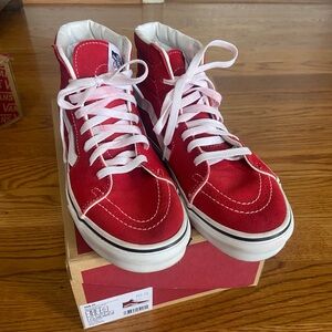 Vans high top shoes in red